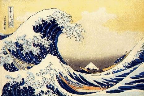 K. Hokusai: In the hollow of a great wave off the coast of Kanagava (1830-31), 

   Xilography cm 38x25.5, Metropolitan Museum, New York